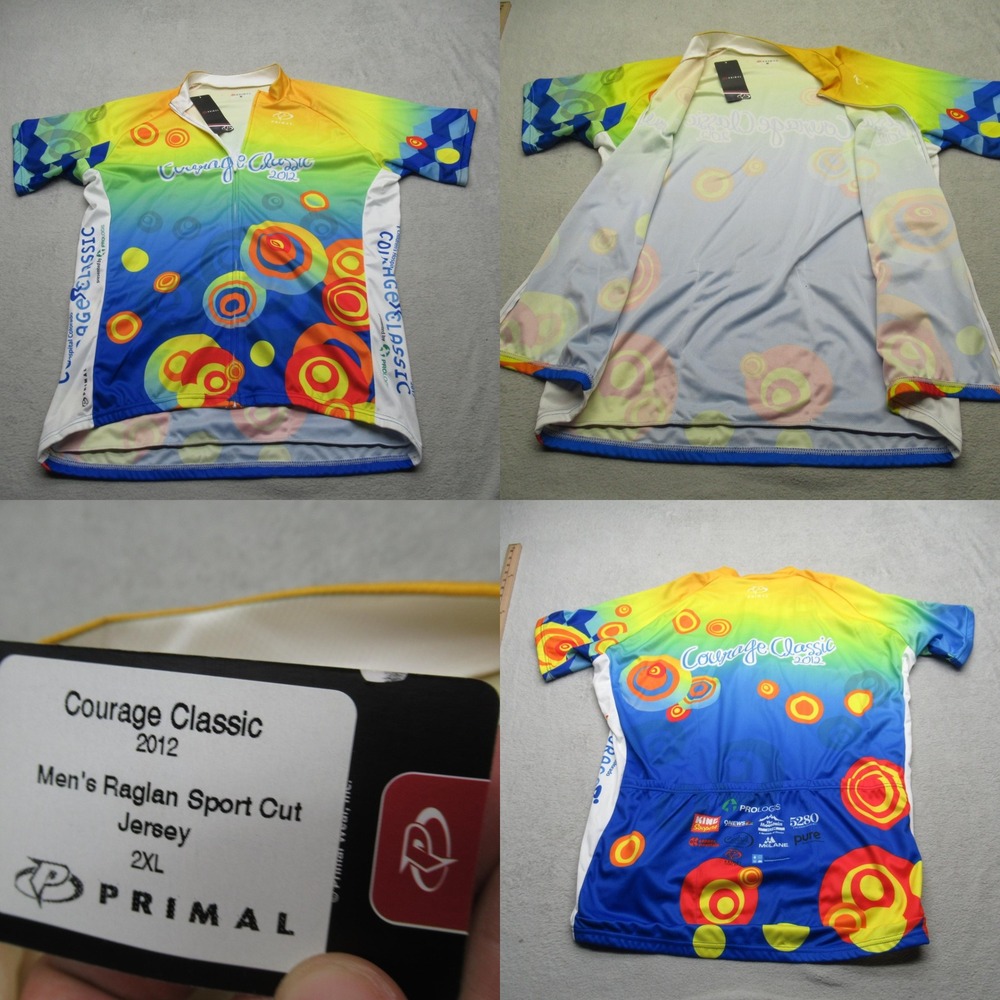 Primal‎ Cycling Jersey Mens XXL Blue Courage Classic 2012 Raglan Sport Cut NEW